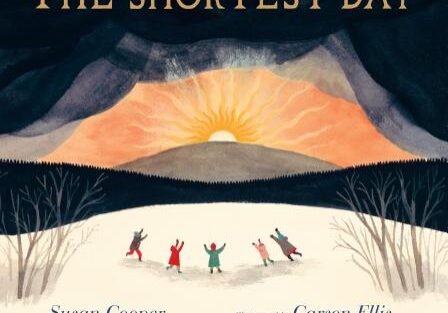A book cover with people standing in the snow.